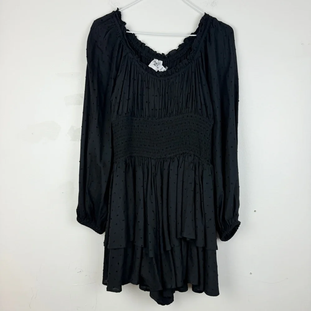 NWT Princess Polly “Love Galore” Long Sleeve Smocked Romper Black Cottagecore - Picture 5 of 9
